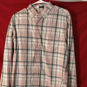 J.Crew Men’s Pink Plaid Button-Up Long Sleeve Shirt